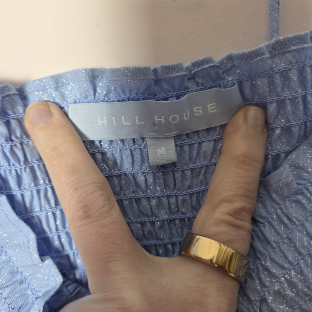 Hill House Home Blue Nap Dress Medium Puff Sleeve Smocked Cinderella Mini Dress - Picture 4 of 5